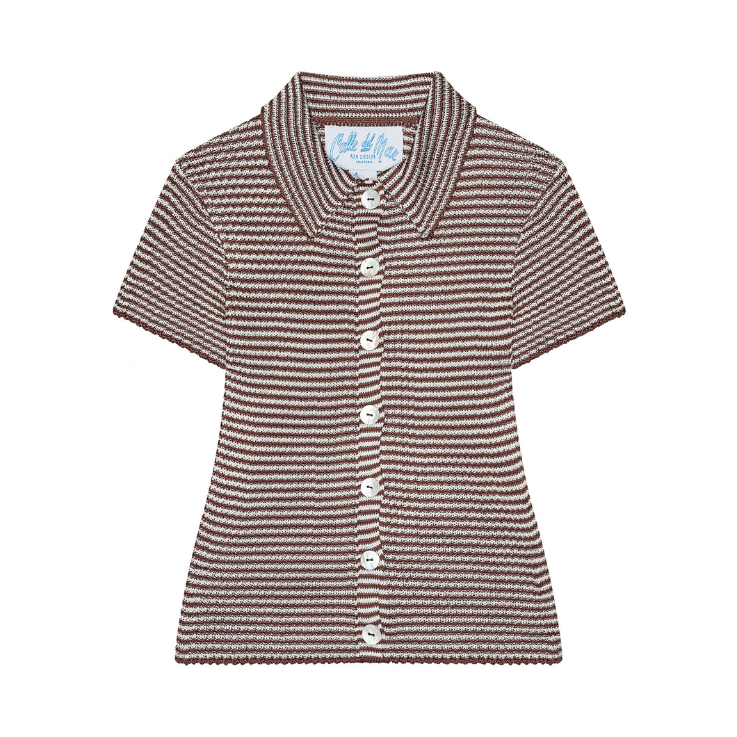 Micro Stripe Short Sleeve Cardigan